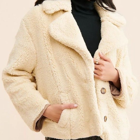FREE PEOPLE joplin cozy sherpa jacket Sz XL  NEW - Picture 2 of 10